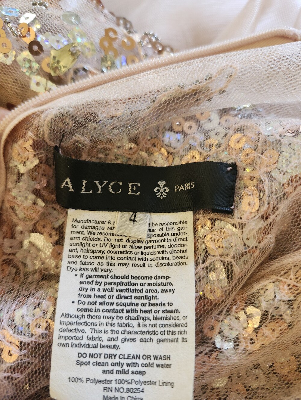 Alyce Paris Rose Gold Sequin Mermaid Open Back Pageant Prom Gown 2010s Size 4 - Picture 7 of 8